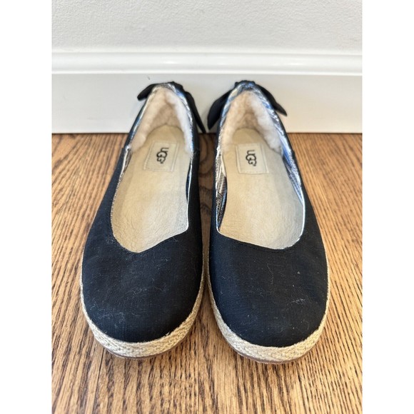 UGG NWOT Womens Size 5 Perrie Black Cotton Ballet Flats Shoes - Picture 3 of 4
